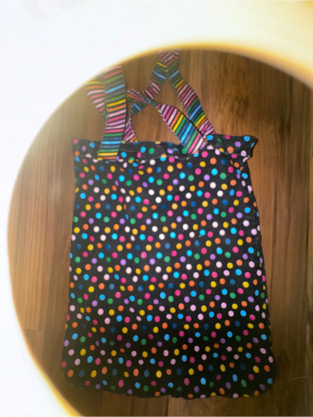 VINTAGE canvas polka dot tote. Looks like new.. but Velcro needs replacing